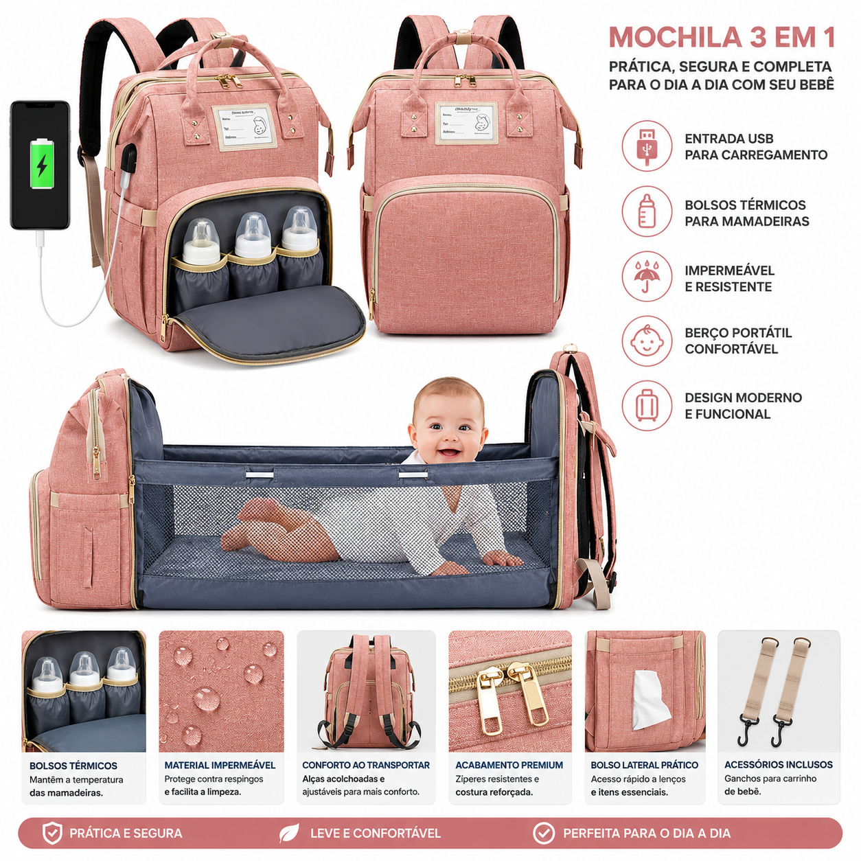BOLSO MALETA PAÑALERA CON CAMBIADOR